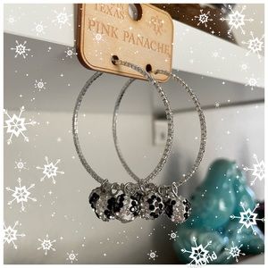 PINK PANACHE CRYSTAL HOOPS WITH PAVE CRYSTAL BALL